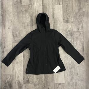 Athleta RainOut Sutro Long Trench Women's Black Hooded Rain Jacket
